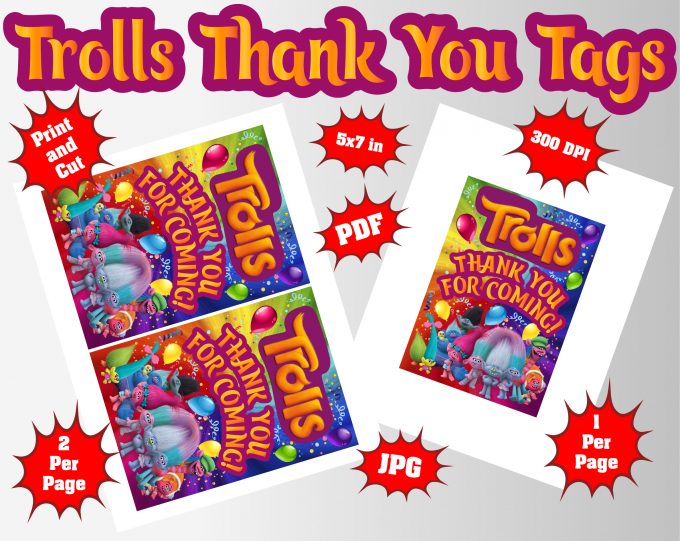 Trolls Thank You Tag png