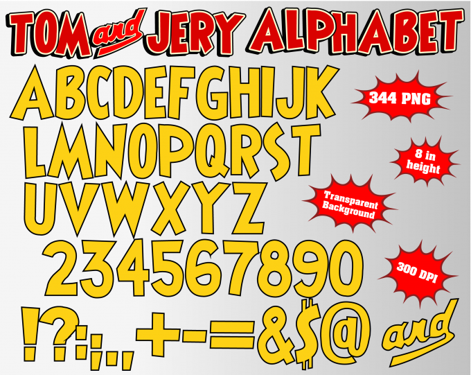 Tom and jerry png Alphabet, Numbers and Symbols