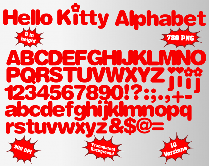 hello kitty font alphabet