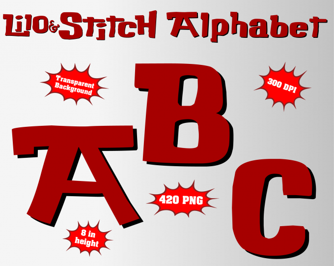 lilo&stitch png Alphabet, Numbers and Symbols