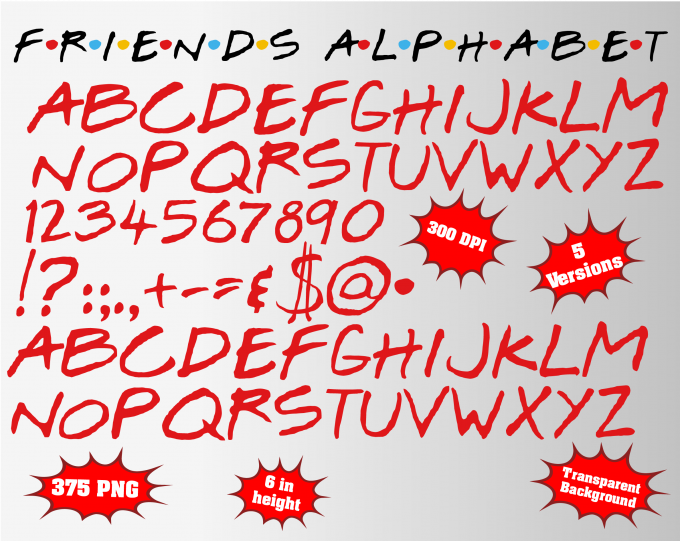 Friends font alphabet