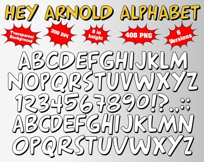 Hey Arnold png Alphabet, Numbers and Symbols