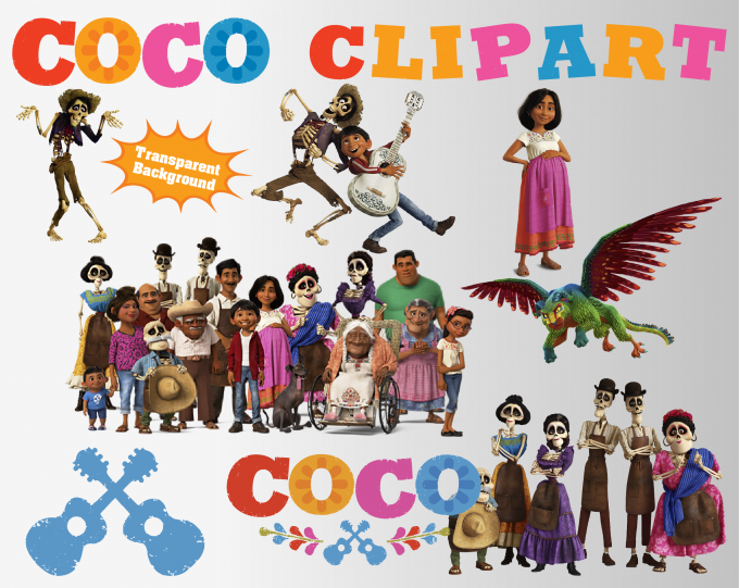 Coco png clipart, birthday party decoration