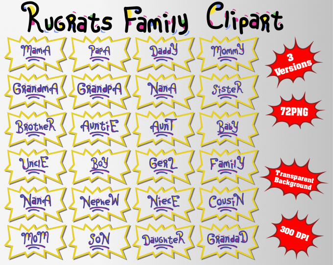 Rugrats family png clipart, birthday party decoration