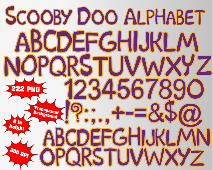Scooby Doo Alphabet, Numbers and Symbols 222 PNG 300 dpi