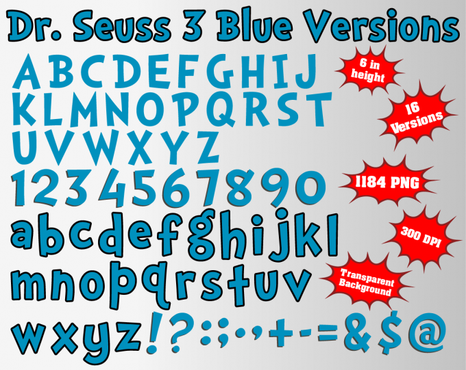 Dr. Seuss font alphabet