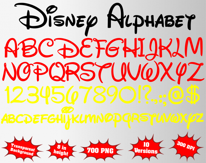 Disney png Alphabet, Numbers and Symbols