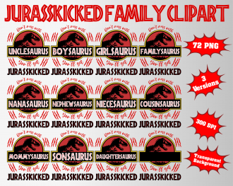 Jurasskicked Family png clipart, birthday party decoration