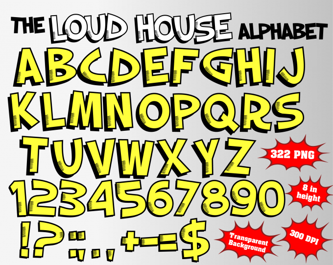 The Loud House png Alphabet, Numbers and Symbols