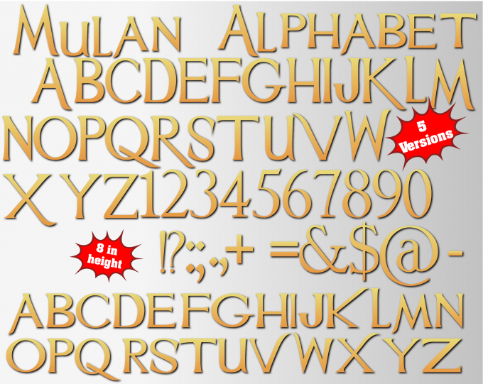 Mulan png Alphabet, Numbers and Symbols