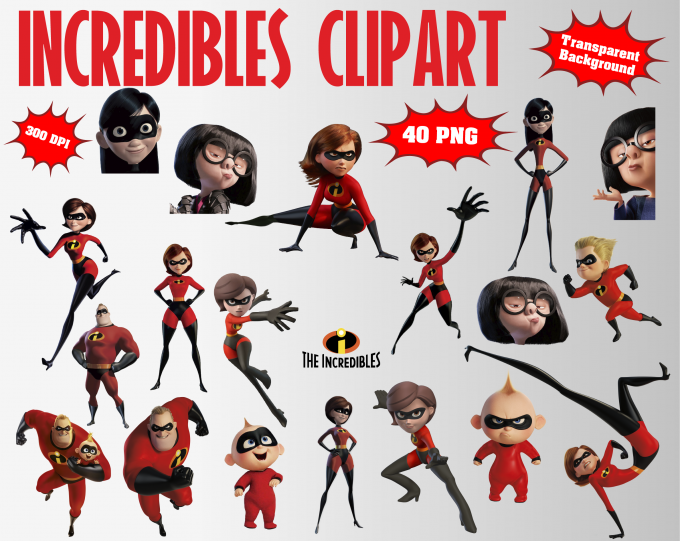 The Incredibles png clipart, birthday party decoration