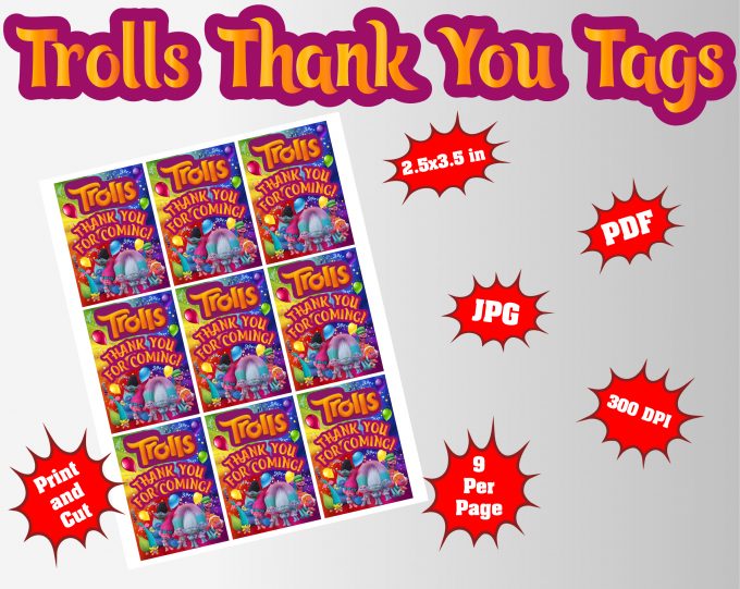 Trolls Thank You Tag png