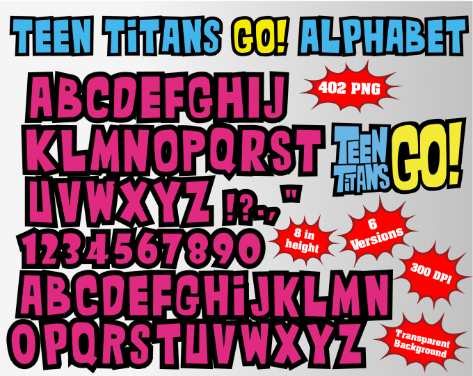 teen titans go! png Alphabet, Numbers and Symbols