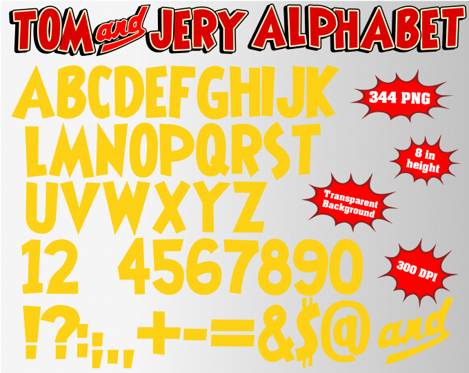 Tom and jerry png Alphabet, Numbers and Symbols