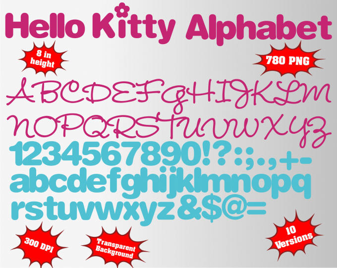 hello kitty font alphabet