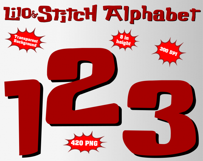 lilo&stitch png Alphabet, Numbers and Symbols