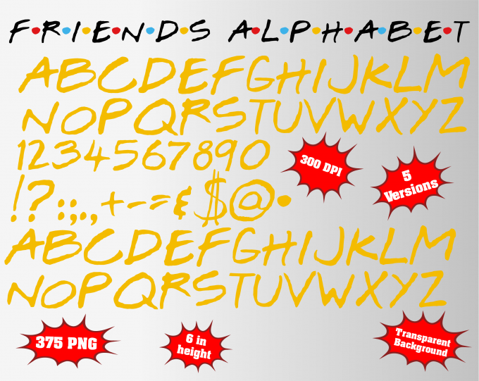 Friends font alphabet