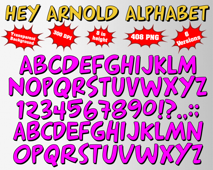 Hey Arnold png Alphabet, Numbers and Symbols