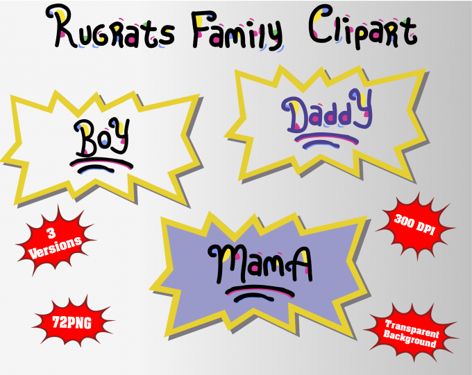 Rugrats family png clipart, birthday party decoration