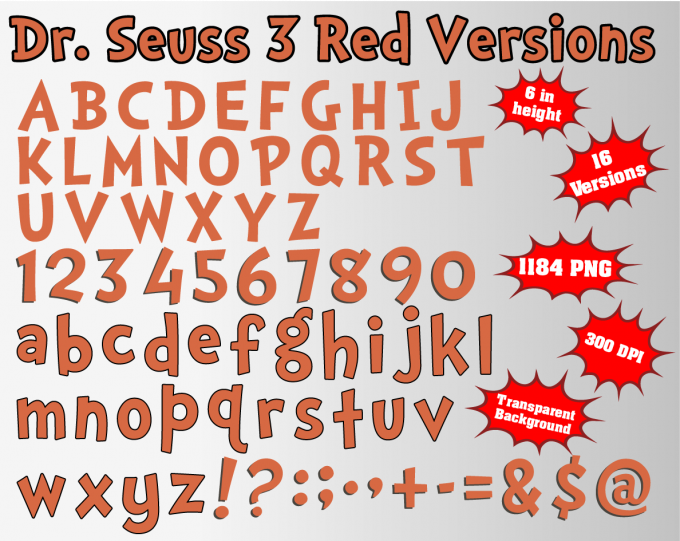 Dr. Seuss font alphabet