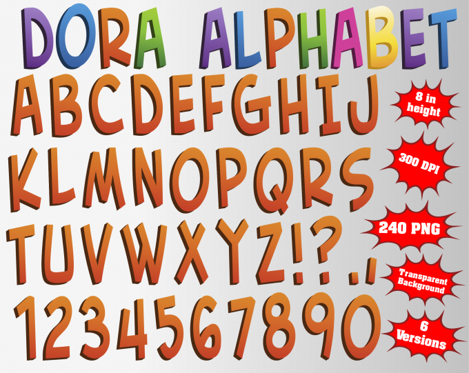 Dora The Explorer png Alphabet, Numbers and Symbols