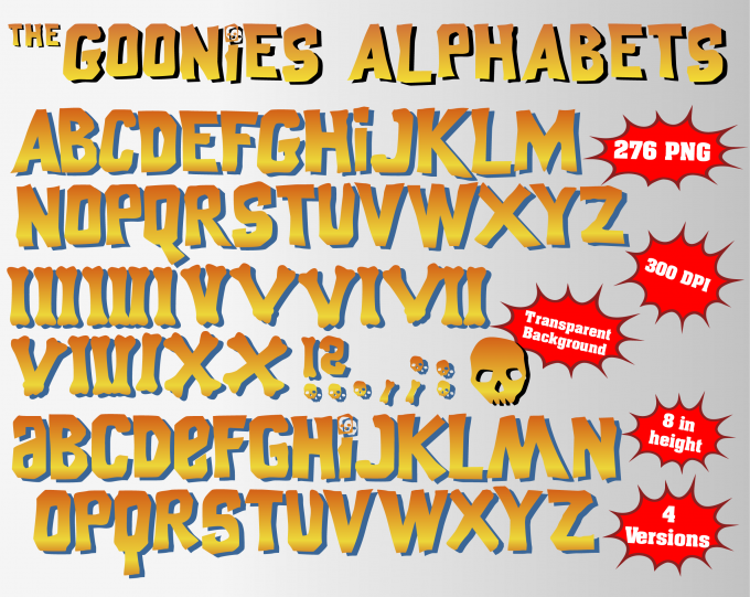 The Goonies png Alphabet, Numbers and Symbols