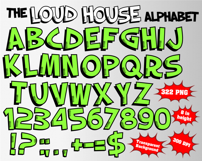 The Loud House png Alphabet, Numbers and Symbols