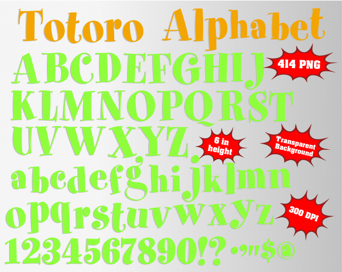 Totoro png Alphabet, Numbers and Symbols