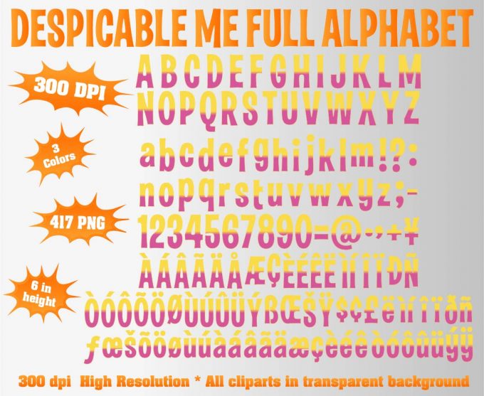 Despicable Me png Alphabet, Numbers and Symbols