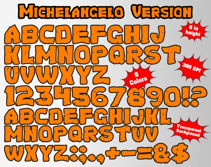 Ninja Turtles png Alphabet, Numbers and Symbols