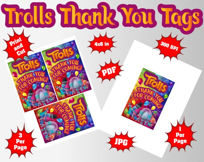Trolls Thank You Tag png