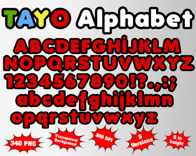 tayo png Alphabet, Numbers and Symbols