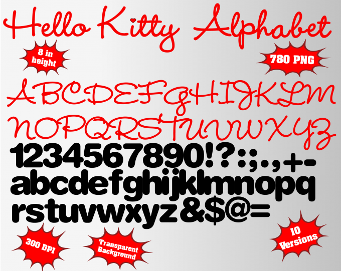 hello kitty font alphabet