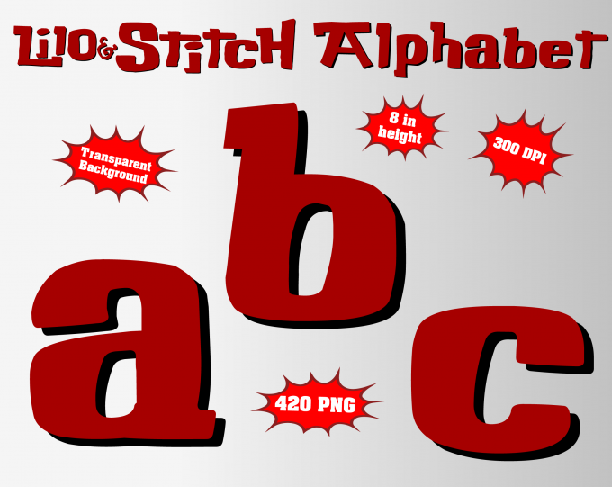 lilo&stitch png Alphabet, Numbers and Symbols