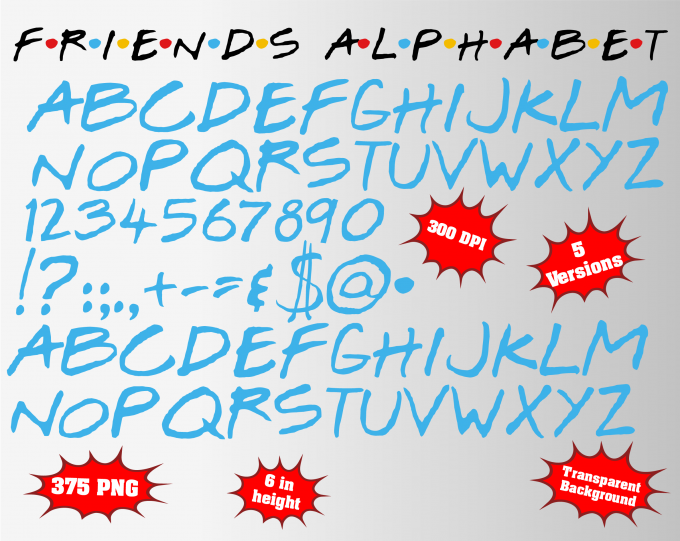 Friends font alphabet