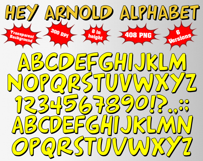 Hey Arnold png Alphabet, Numbers and Symbols