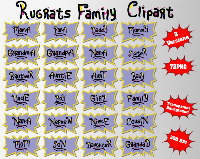 Rugrats family png clipart, birthday party decoration