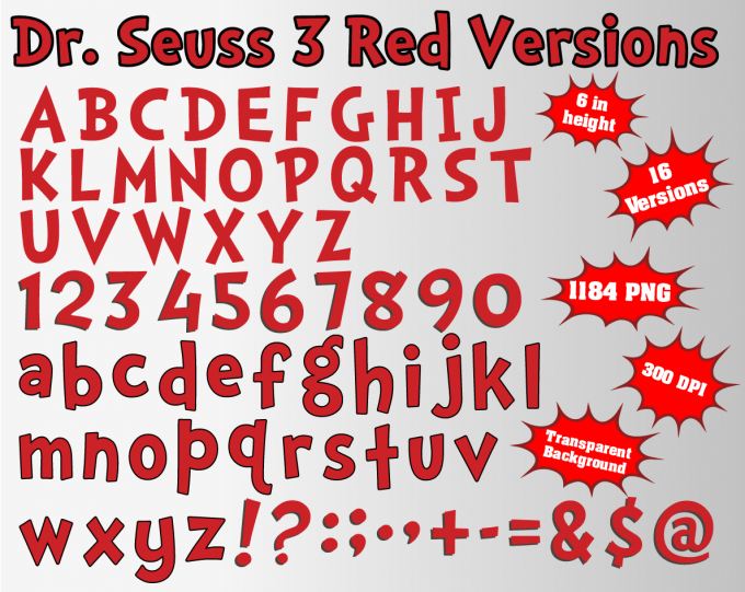 Dr. Seuss font alphabet