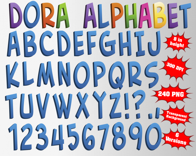 Dora The Explorer png Alphabet, Numbers and Symbols