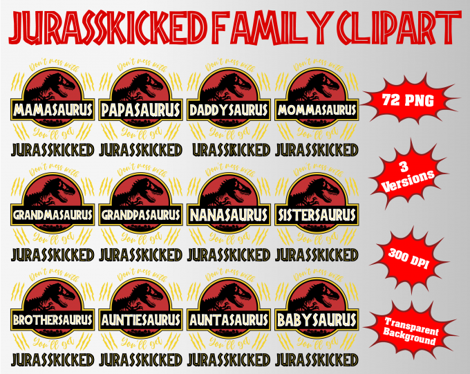 Jurasskicked Family png clipart, birthday party decoration