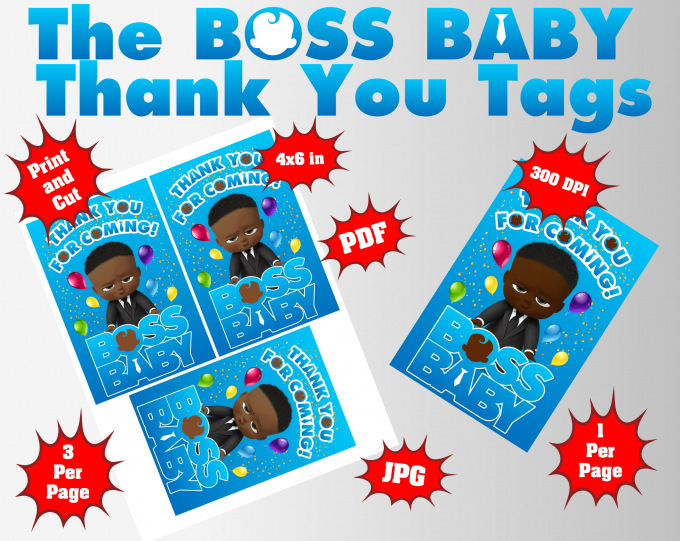African Boss Baby Thank You Tags png clipart, birthday party decoration