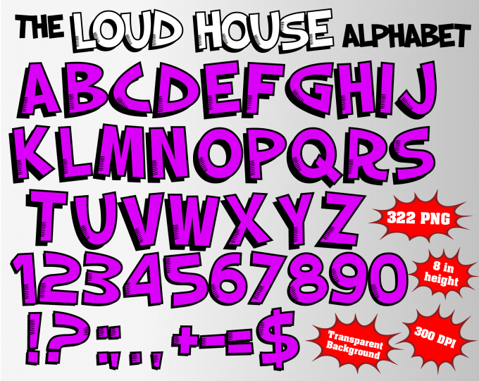 The Loud House png Alphabet, Numbers and Symbols
