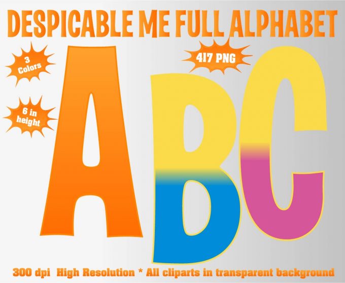 Despicable Me png Alphabet, Numbers and Symbols