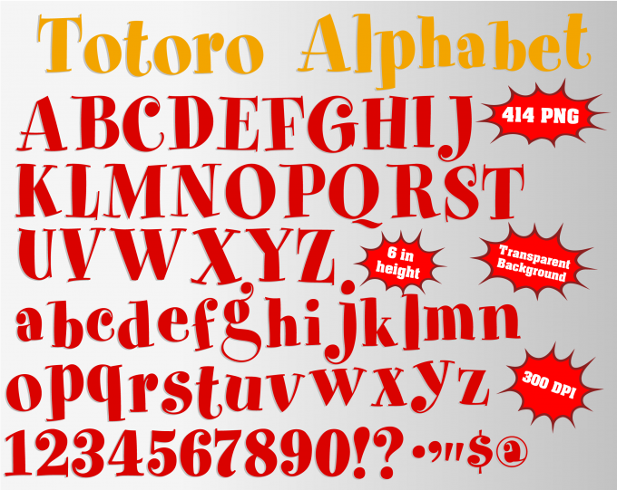 Totoro png Alphabet, Numbers and Symbols
