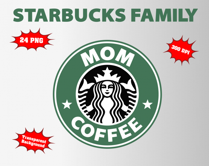 Starbucks family png clipart, birthday party decoration