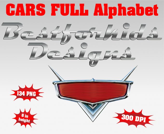 Cars png Alphabet, Numbers and Symbols