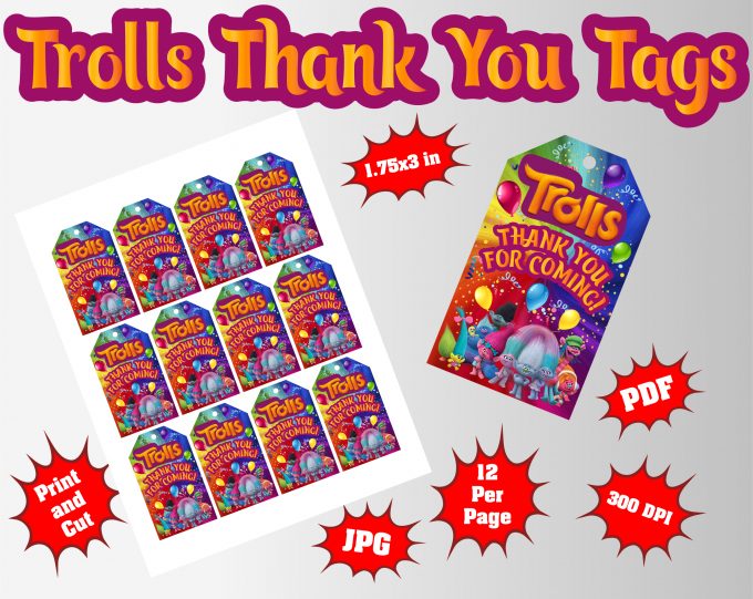Trolls Thank You Tag png