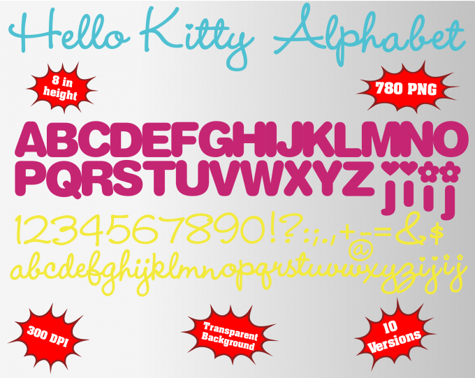 hello kitty font alphabet