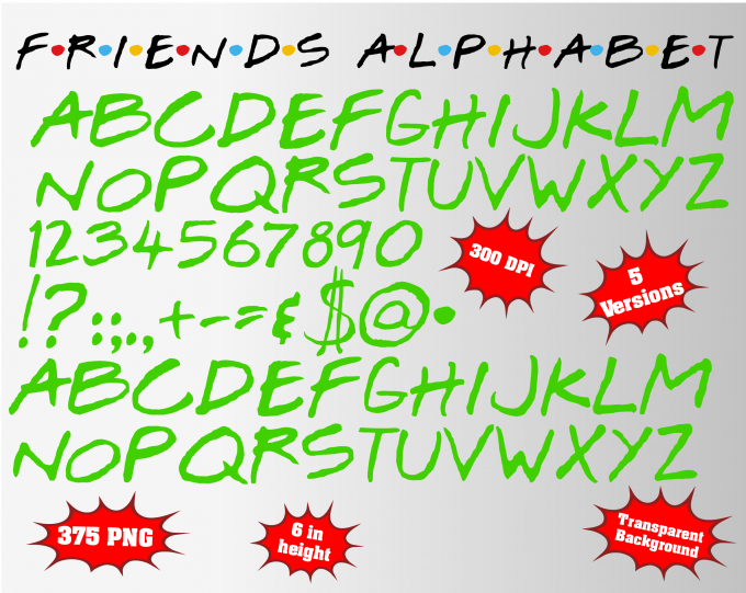 Friends font alphabet
