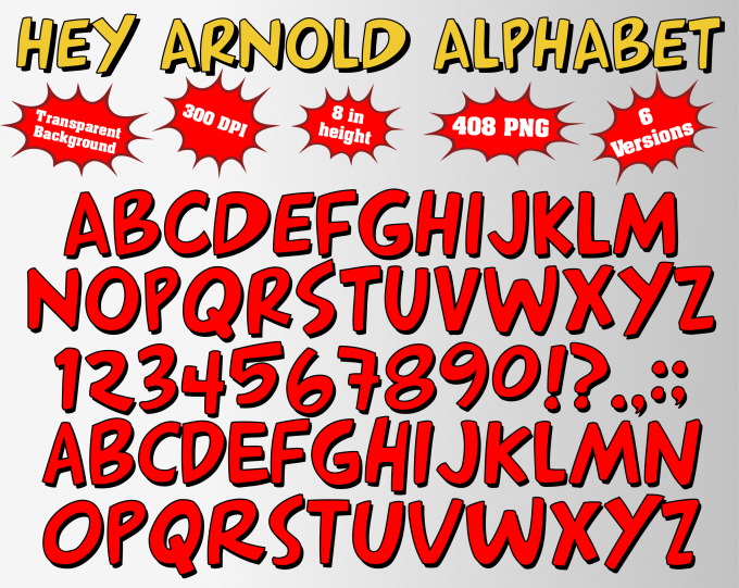 Hey Arnold png Alphabet, Numbers and Symbols